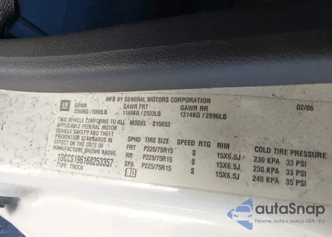 2006 Chevrolet Colorado Lt from USA, damaged, VIN 1GCCS196168253357